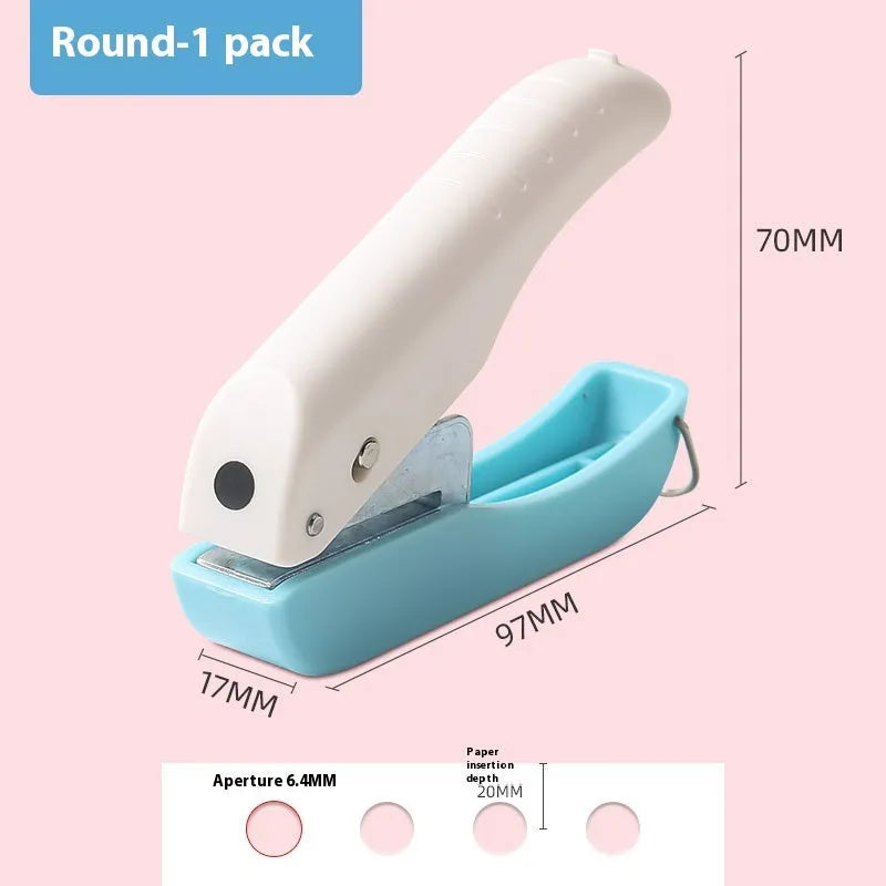 Manual craft punching machine with love, star, and round hole dies for kindergarten patterns.