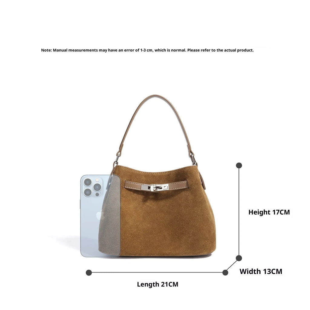 Cortical women's spliced casual crossbody bag in genuine leather suede, vertical square shape, solid colour
