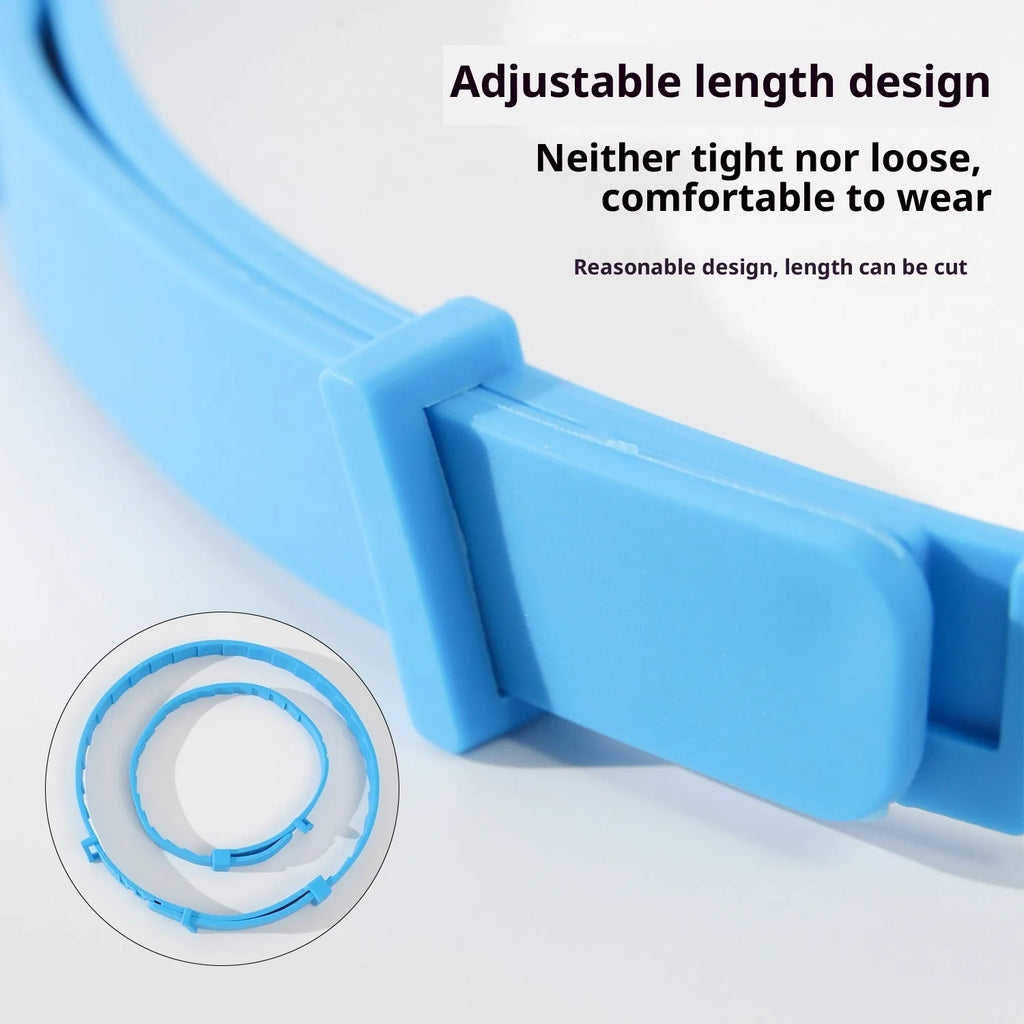 Adjustable anti-bite cat collar for dogs in PVC with aluminium boxed finish, monochrome pattern, 38cm cat or 63cm dog size