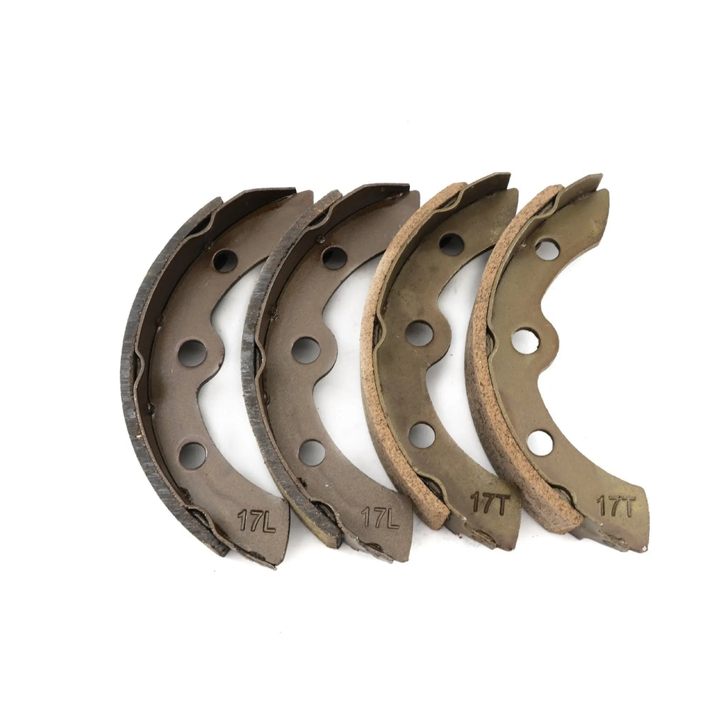 Set of 4 asbestos golf cart brake pads in leather yellow finish, 15x19x4cm each, 17L17T brake shoe for EZGO Yamaha Club Car