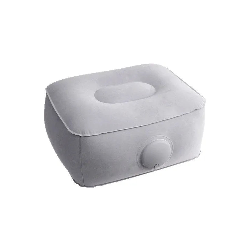 Press inflatable portable folding seat cushion with flocking material surface.