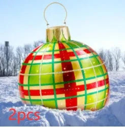 60cm diameter PVC inflatable Christmas ball decoration in various colour patterns