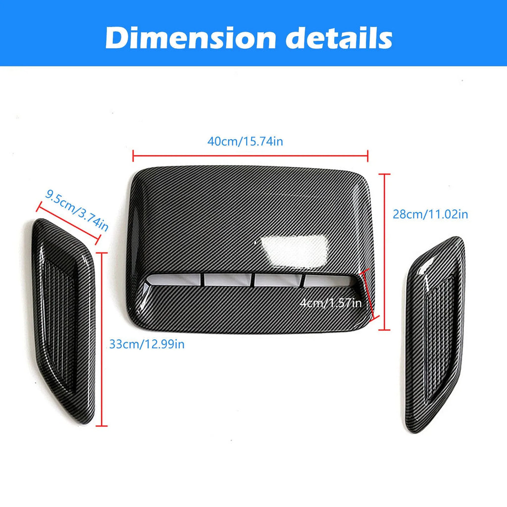 Car engine decorative cover and side air vent shroud kit in black or carbon fibre finish for Audi Volkswagen Mercedes BMW