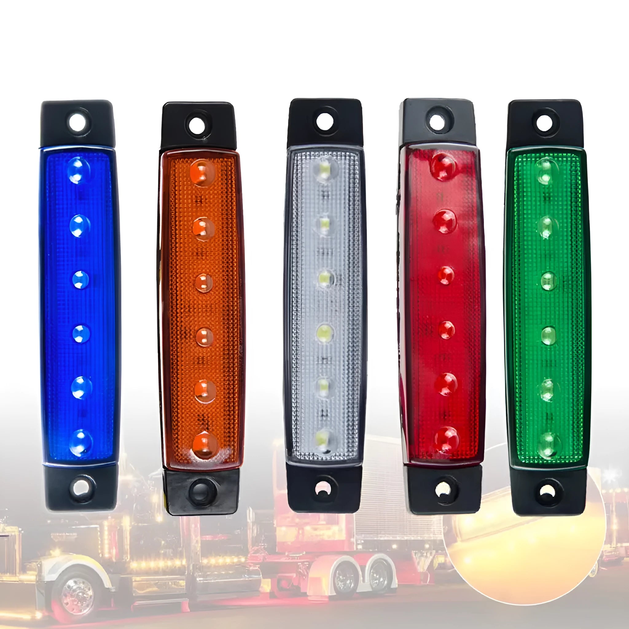 Trailer side marker warning light in five colour options with compact 9.6cm design