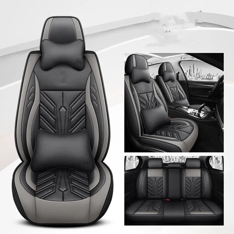 Full-leather car seat cushion with contrast stitching in Nordic Green colour