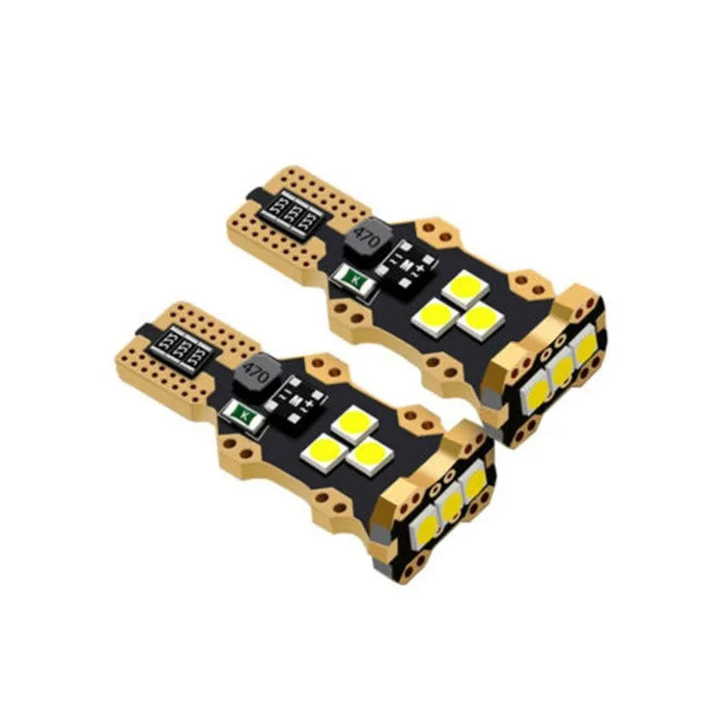 T15 format automotive reverse light with white 6000K illumination and PVC housing