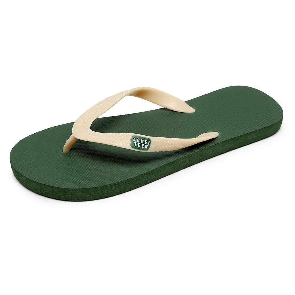 Men's black flip-flop with textured non-slip rubber sole and lightweight EVA upper strap.