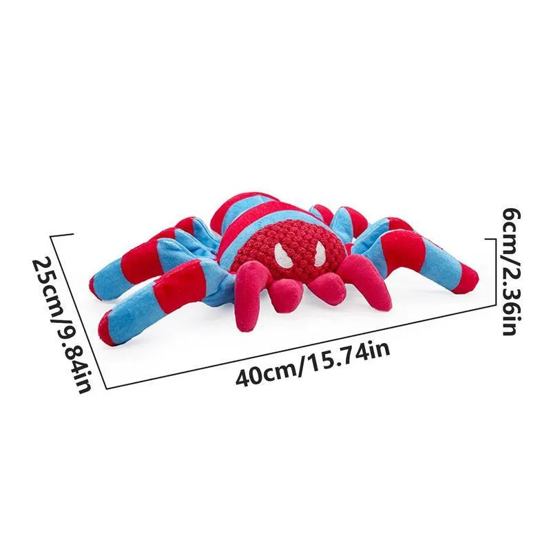 Red plush teddy dog toy with bite-resistant construction and squeaker for medium/large puppies