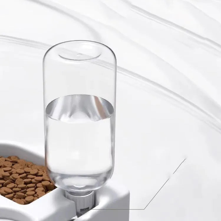 White plastic pet water fountain for cats and dogs with compact rectangular design.