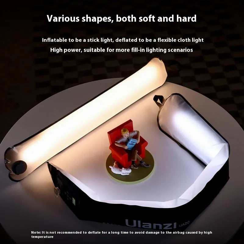 Ulanzi UA20 black inflatable stick light 20W on metal magnetic bracket for indoor photography