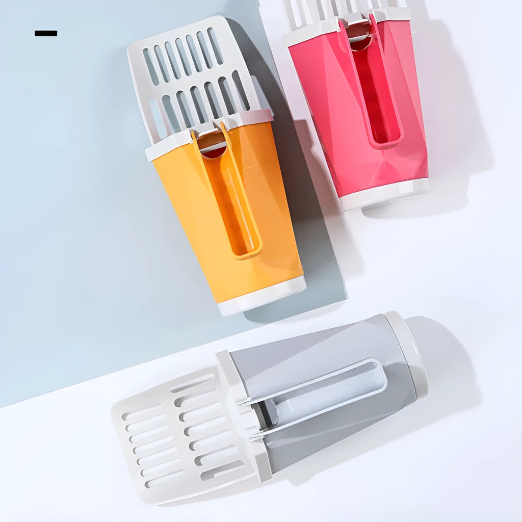 Self-cleaning cat litter scoop in grey, 26x14x11cm PP plastic with slotted head