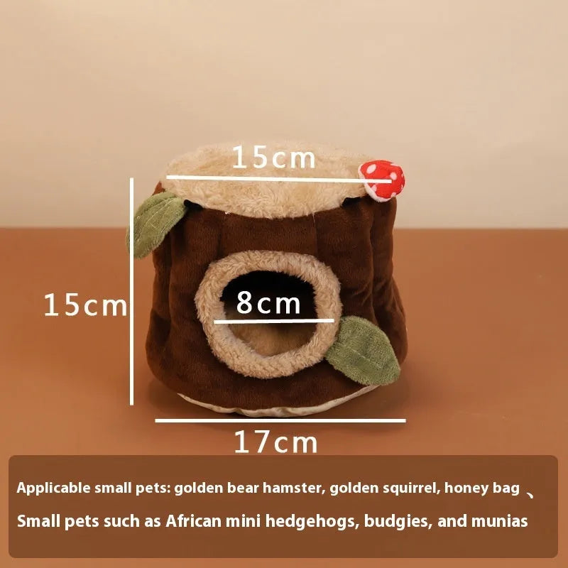 Brown cloth rabbit washable hanging winter stump nest pet bed