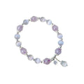 Opal amethyst crystal bracelet with moon charm over 20mm, manual processed women's cute accessory