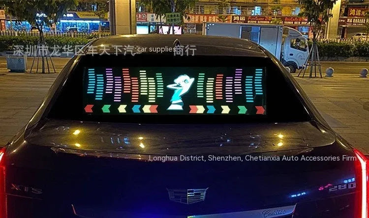 Voice control car rhythm lamp with 90x25 cm electroluminescent panel showing music synchronisation lighting