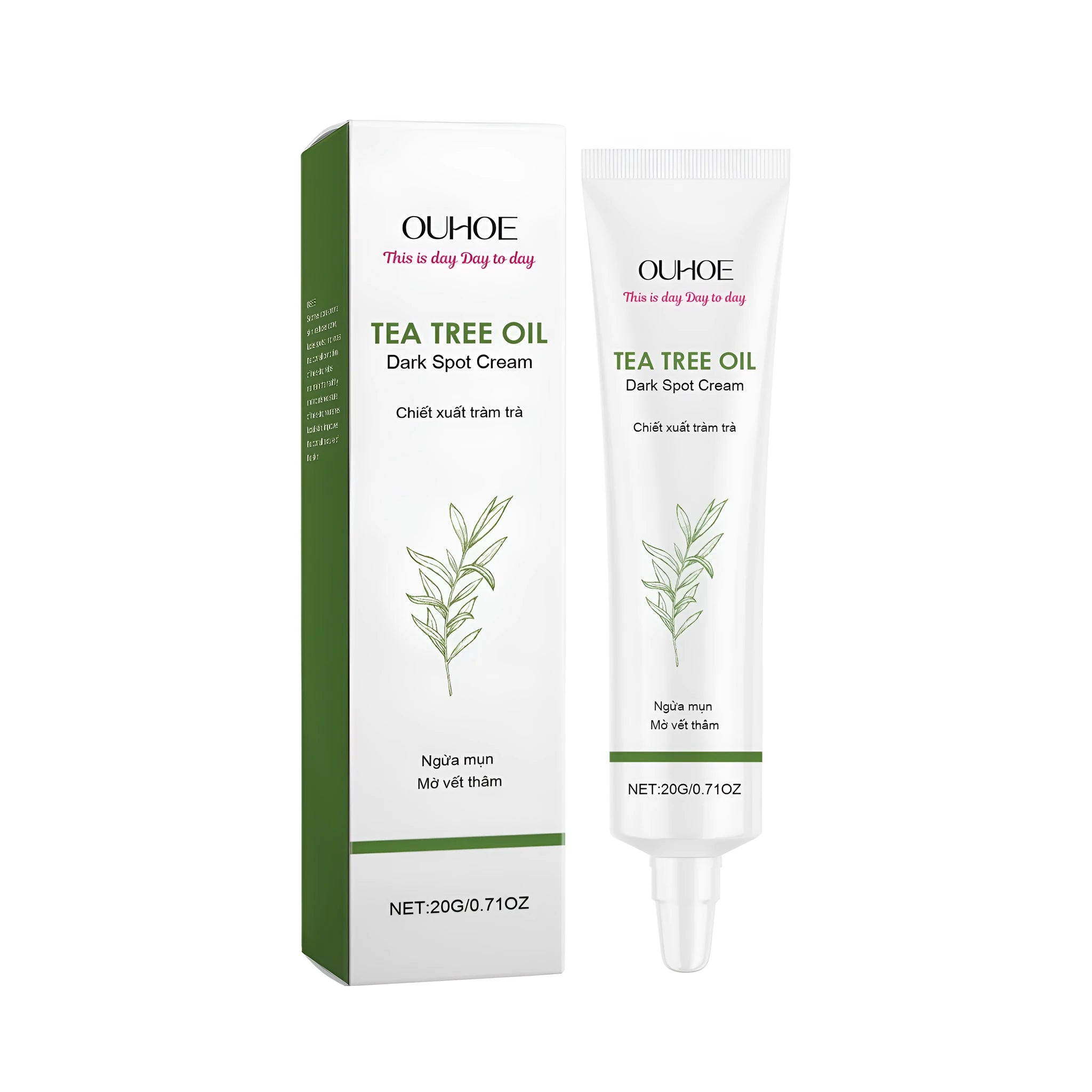 20g facial care cream with tea tree oil and nicotinamide in white tub packaging