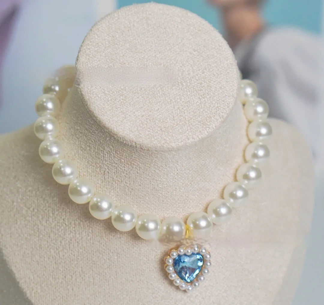 Plastic alloy resin pearl necklace cat collar in multiple colours and sizes