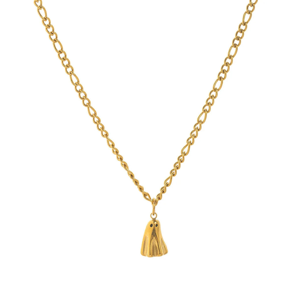 Ghost pendant fashion necklace with titanium steel pendant on a choice of stainless steel twisted chains.
