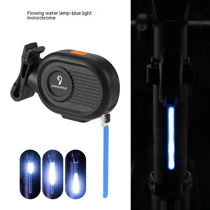 Bicycle running water taillight showing water drop lighting effects in choice of four colours