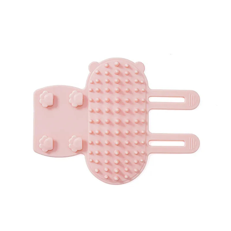 Adjustable silicone cat scratching comb mounted on a table leg in green colour.