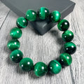 Green tiger eye stone bracelet with geometric faceted beads in various size options