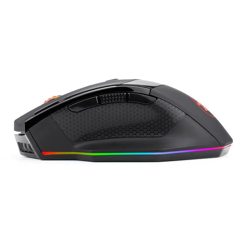 Redragon M801P black wireless gaming mouse with nine buttons and ergonomic right-handed design