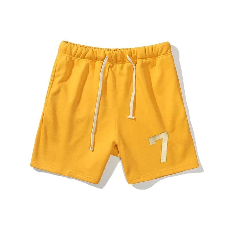 Men's cotton sports gym shorts with digital drawstring in black, five-point length, size M to 3XL