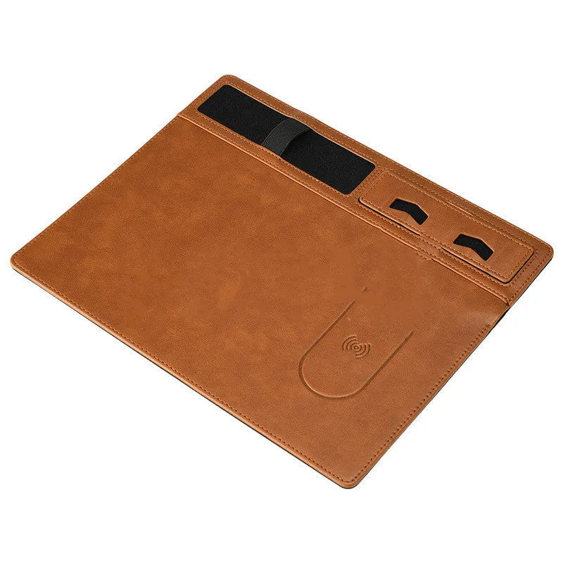 Pink multifunctional wireless charging gaming mouse pad with phone holder, 320mm by 260mm.