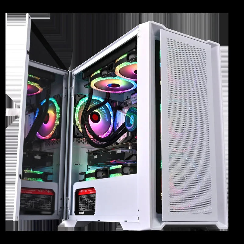 Wide body tempered glass computer case black vertical desktop chassis with front USB 3.0 port and ITX motherboard support