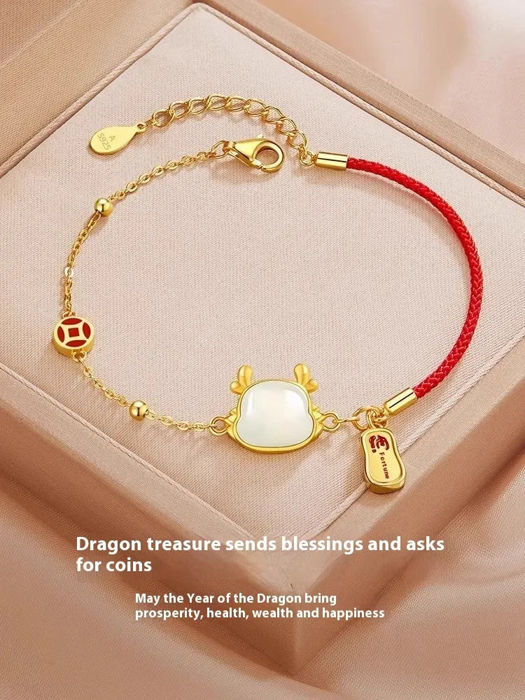 Silver-plated dragon zodiac bracelet with electroplated finish and Chinese style design