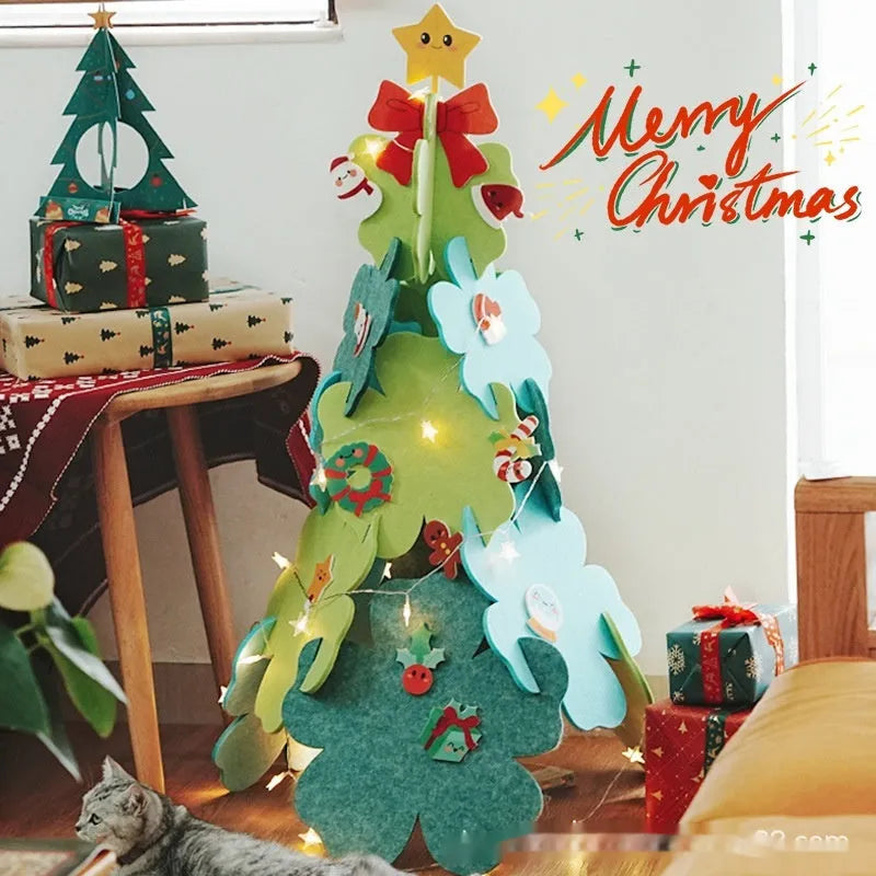 XINGX felt Christmas tree 110cm tall with star light at top on a plain background