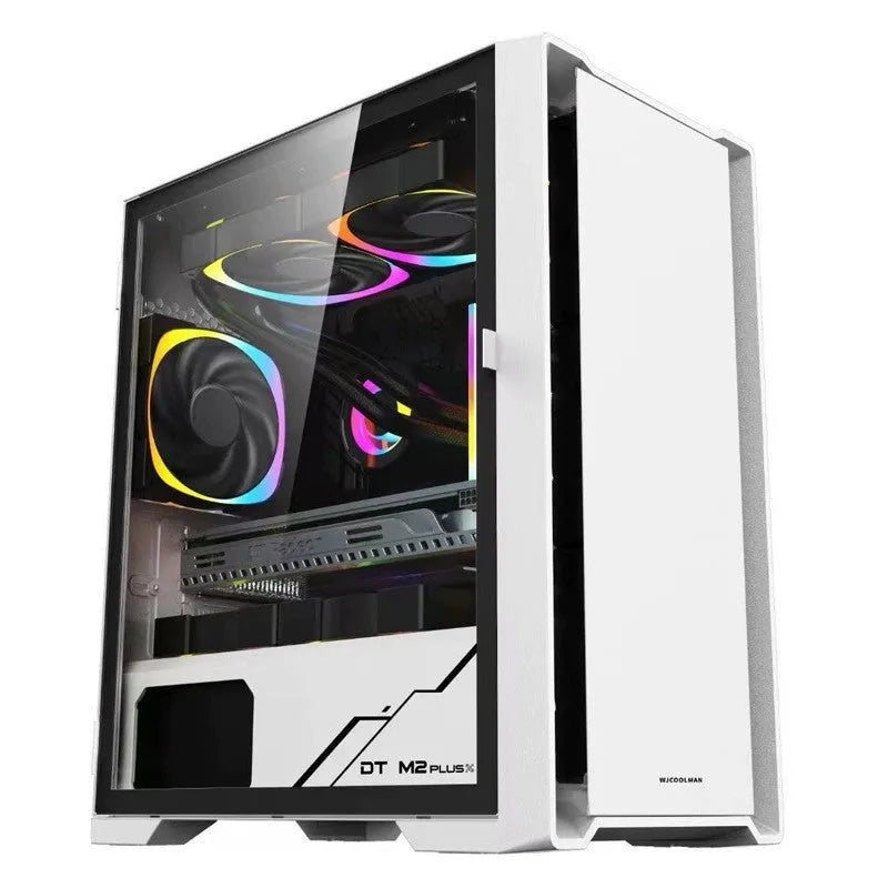 Wide body tempered glass computer case black vertical desktop chassis with front USB 3.0 port and ITX motherboard support