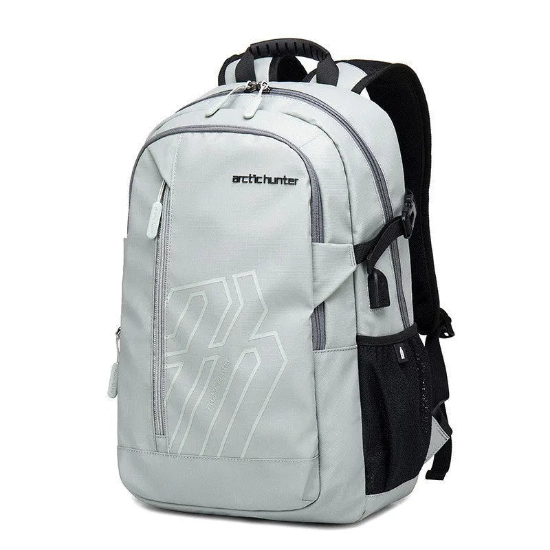 18-inch plaid polyester computer backpack with curved shoulder straps in multiple colour options