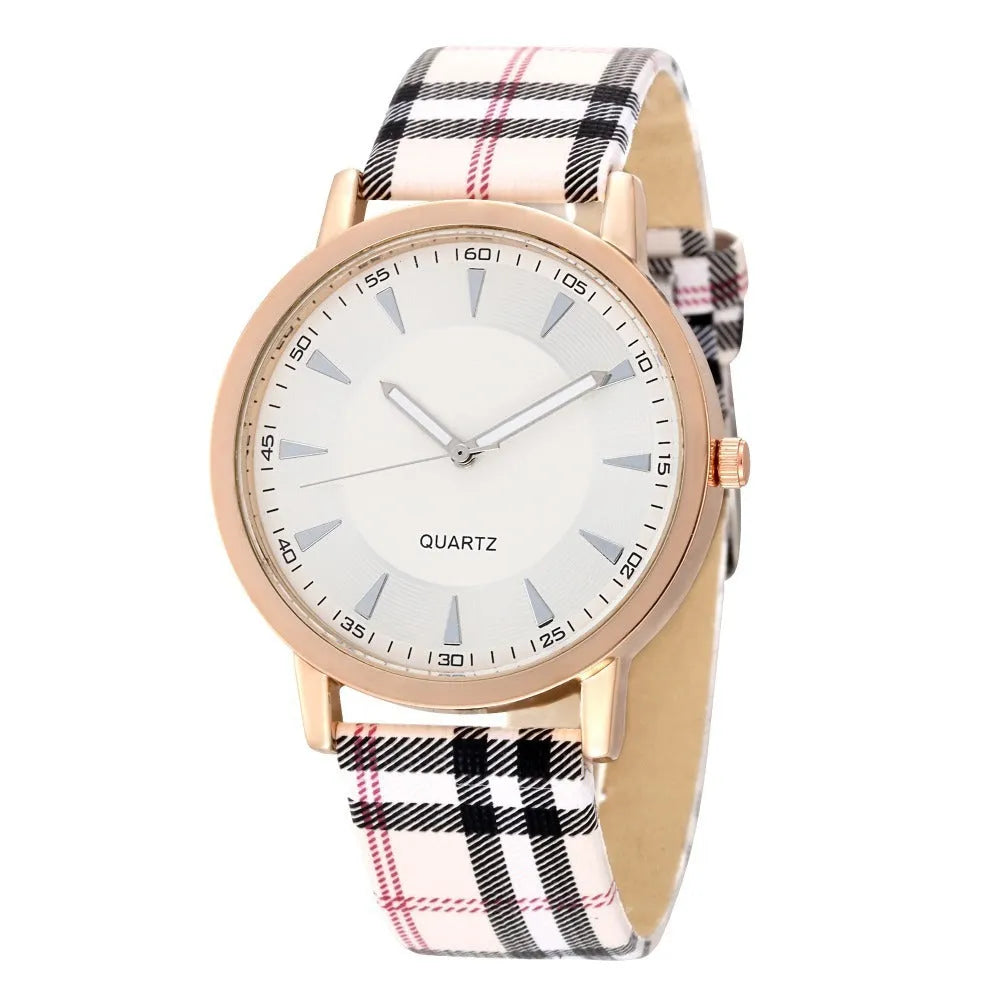 Women's fashion belt watch with round dial, leather strap, gold black colour, stainless steel case