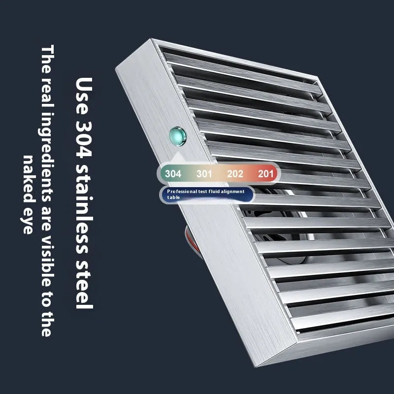 Gun grey 15cm square 304 stainless steel courtyard deodorant floor drain with visible ABS plastic core