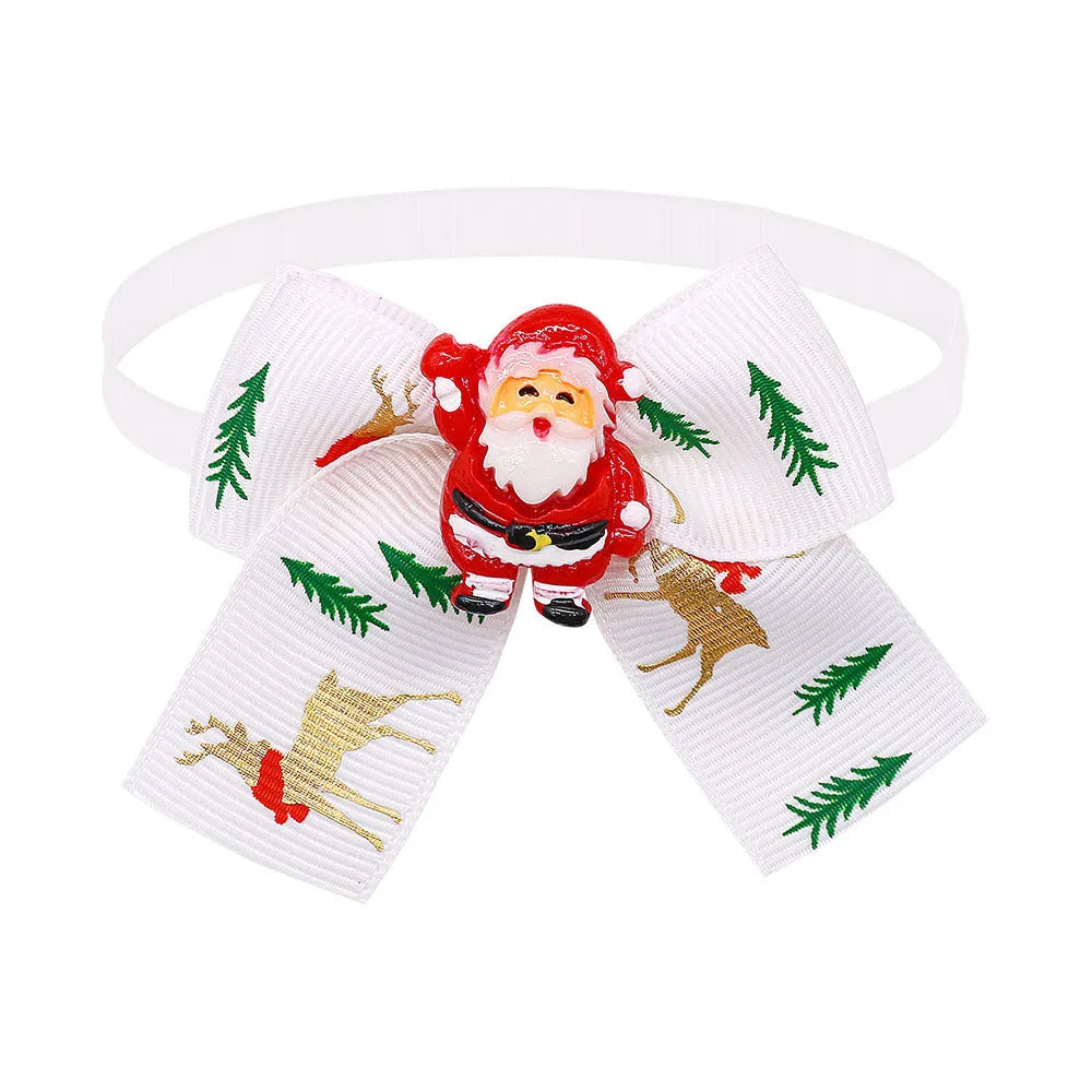 Red and green Christmas pet bow tie accessory for dogs or cats with British style design