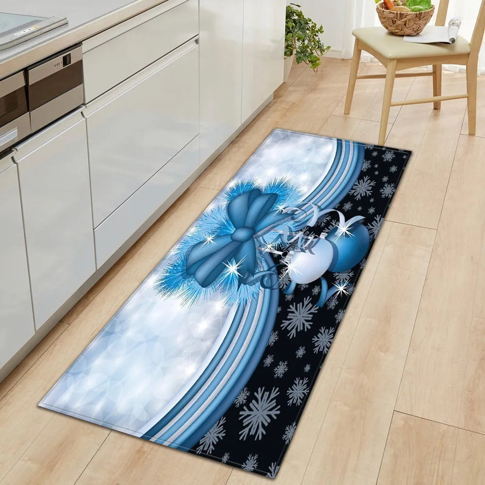 Multicolor cartoon machine-woven polyester bathroom entrance floor mat on tiled floor
