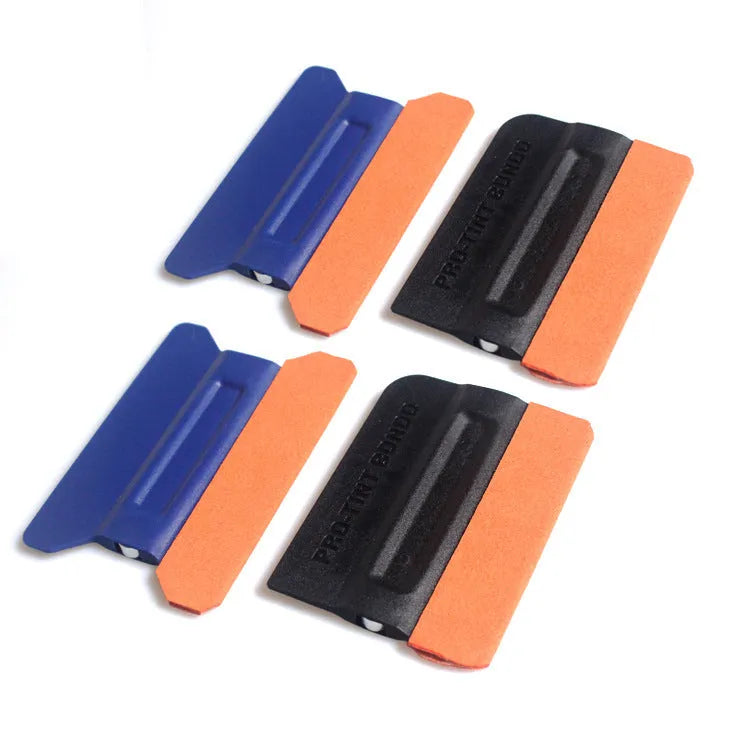 Car film scraper with ABS handle and choice of deerskin or wool scraping heads for vinyl wrap application