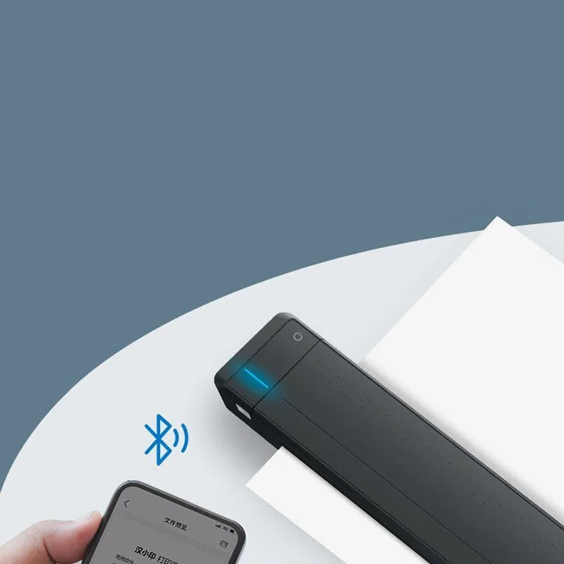 Wireless Bluetooth A4 thermal printer in black plastic casing with USB Type-C port