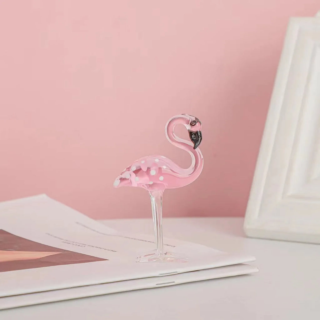 Pink crystal flamingo decorative ornament in modern style on table