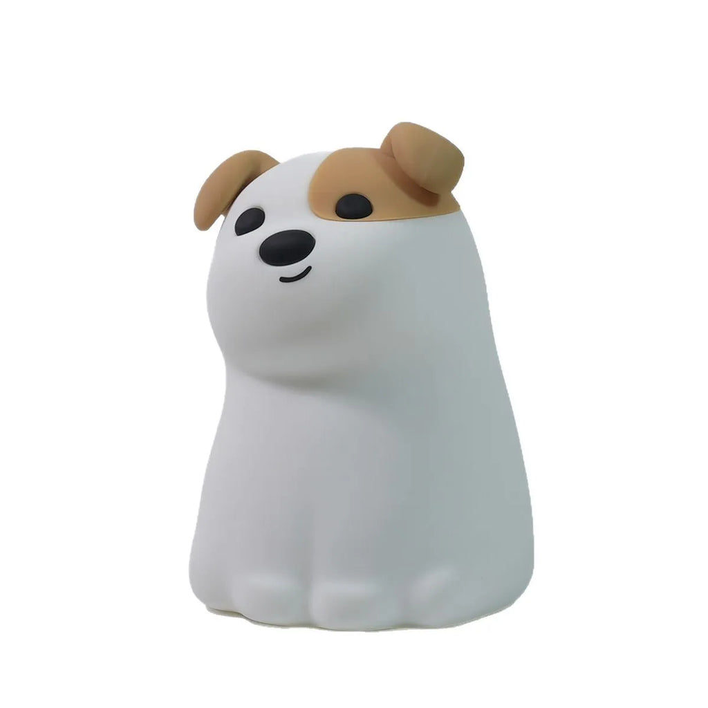 Fashion silicone puppy dog pat night light with built-in battery and Type-C charging on a table