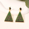New Year tree girl gift earrings for women in pink, green, gray, yellow, and red zinc alloy