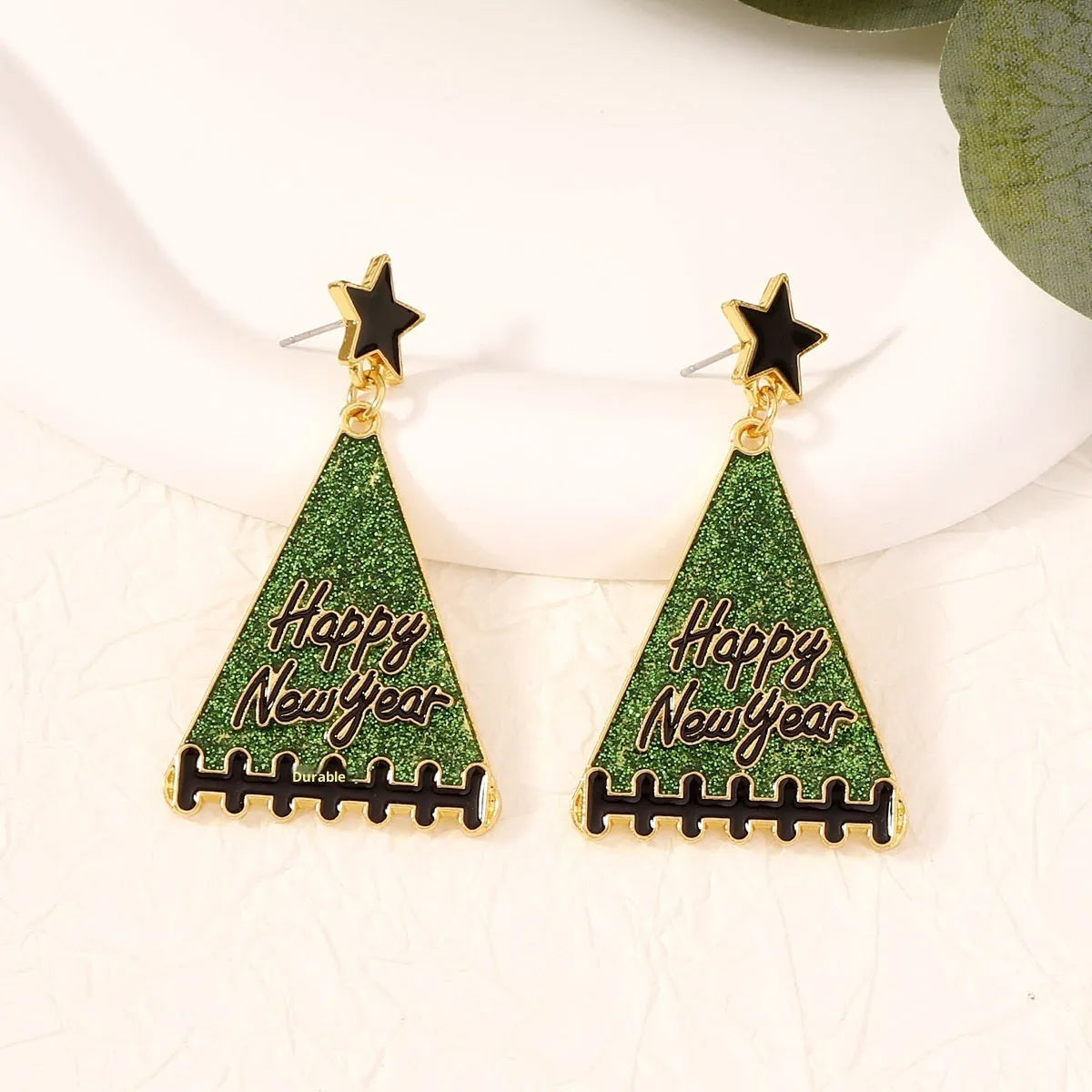 New Year tree girl gift earrings for women in pink, green, gray, yellow, and red zinc alloy