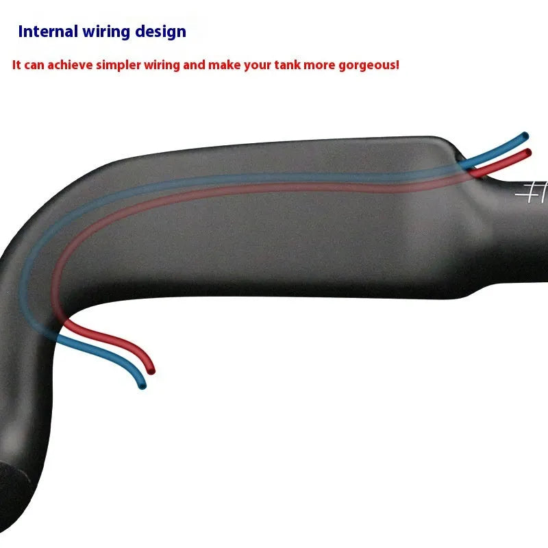 Carbon fibre road bike handlebar showing black and red colour options with double line graphic.