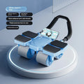 Black automatic rebound abdominal exercise wheel with four wheels on a floor.