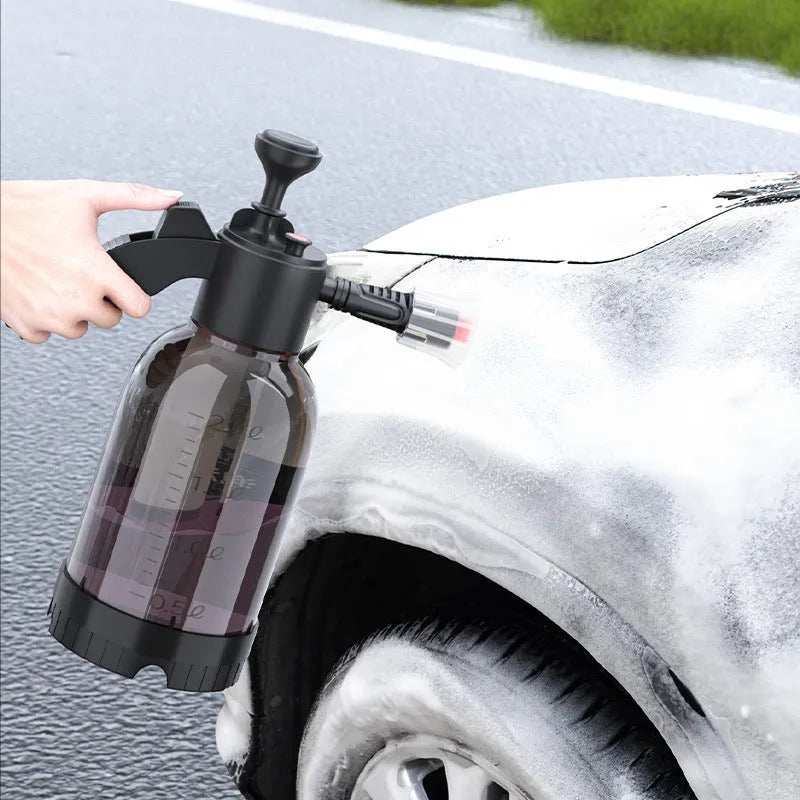 Black 2L foam watering can hand-held sprayer with trigger handle and two nozzles