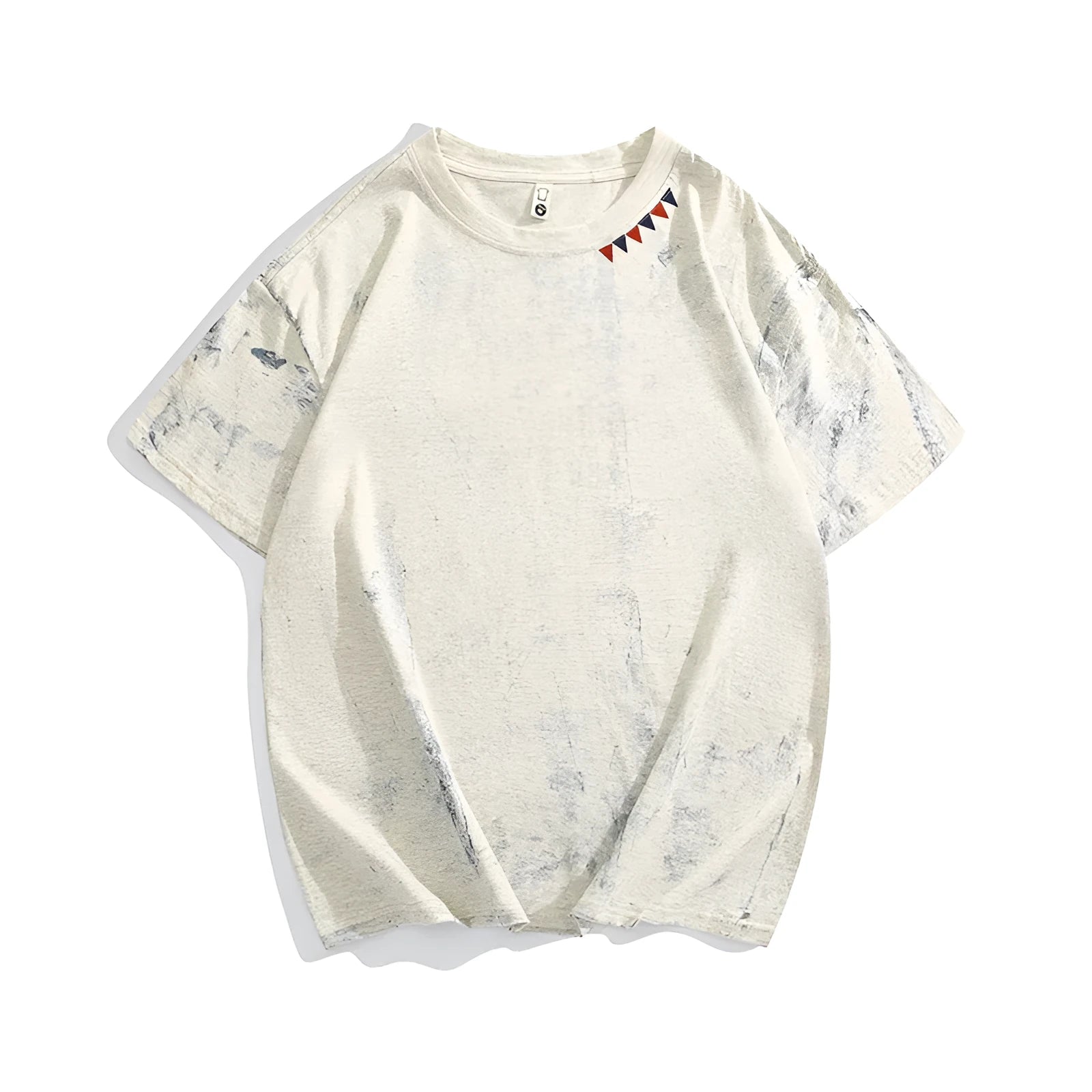 Grey tie dye printed loose fit T-shirt with round neck and half sleeves