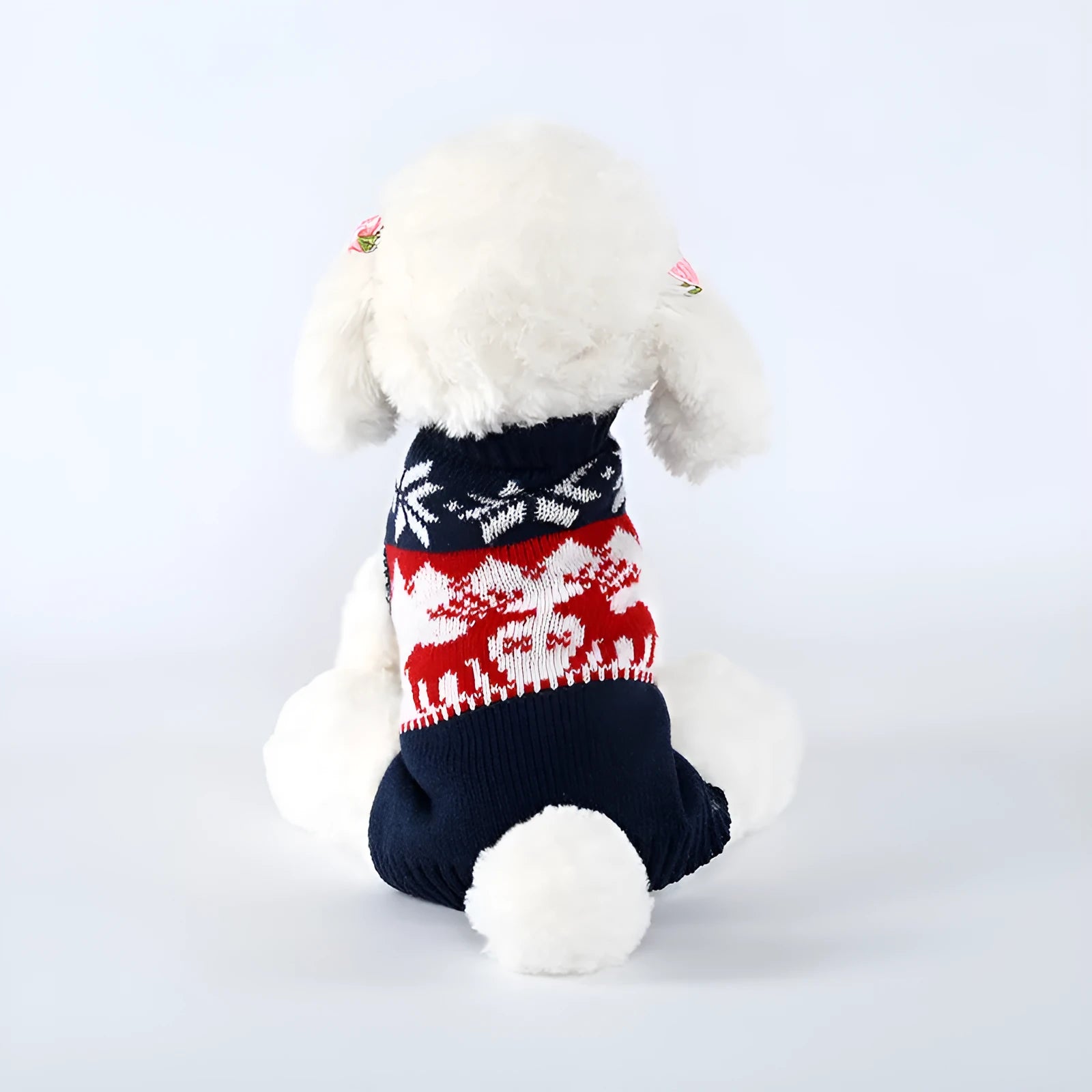 Navy blue knitted Christmas sweater for dogs in European style with acrylic material