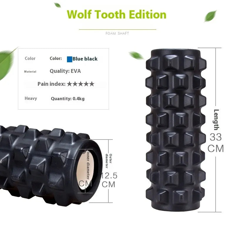 Black six-piece 33cm foam roller with segmented shaft and protective carrying case