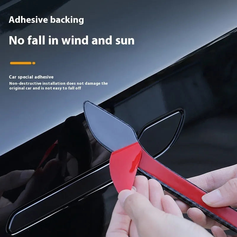Tesla ABS door handle cover in light carbon fibre pattern, 215x80x20mm, for Model 3 and Model Y