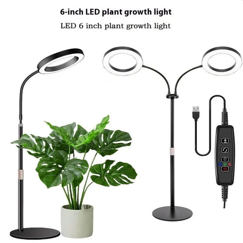 6-inch Angel Ring retractable floor plant grow light with aluminium alloy stand and circular LED light panel